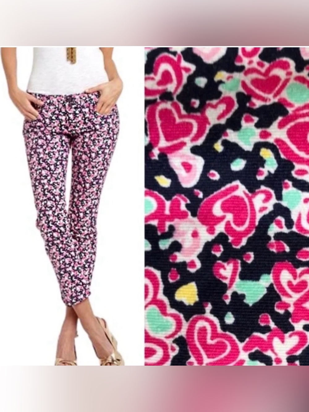 Lilly Pulitzer worth skinny mini cropped jeans size 00 NWOT in candy hearts